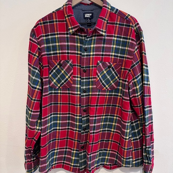 Lands’ End Multi-Colored Heavyweight Flannel Shirt - Picture 1 of 6